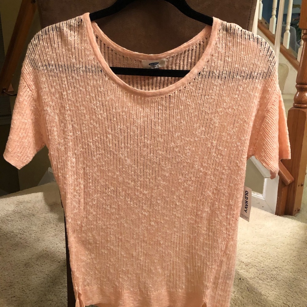 Old Navy pale orange burnout short sleeved sweater